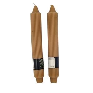 Root Candle Raw Beeswax Collenette Textured Taper Dinner 9" Set of 2 Pair NEW